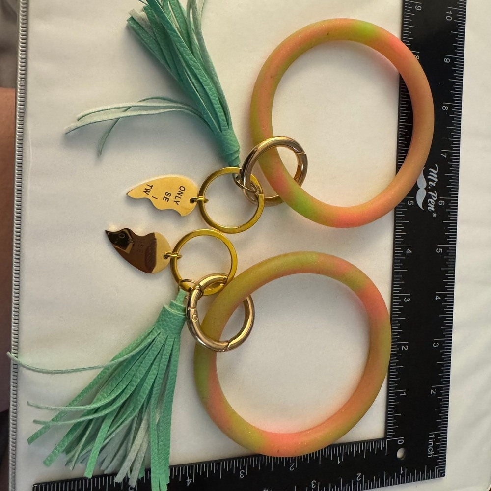 Bangle Key Ring Bracelet Set Only Someone Makes Two Whole Gold Teal Tassel